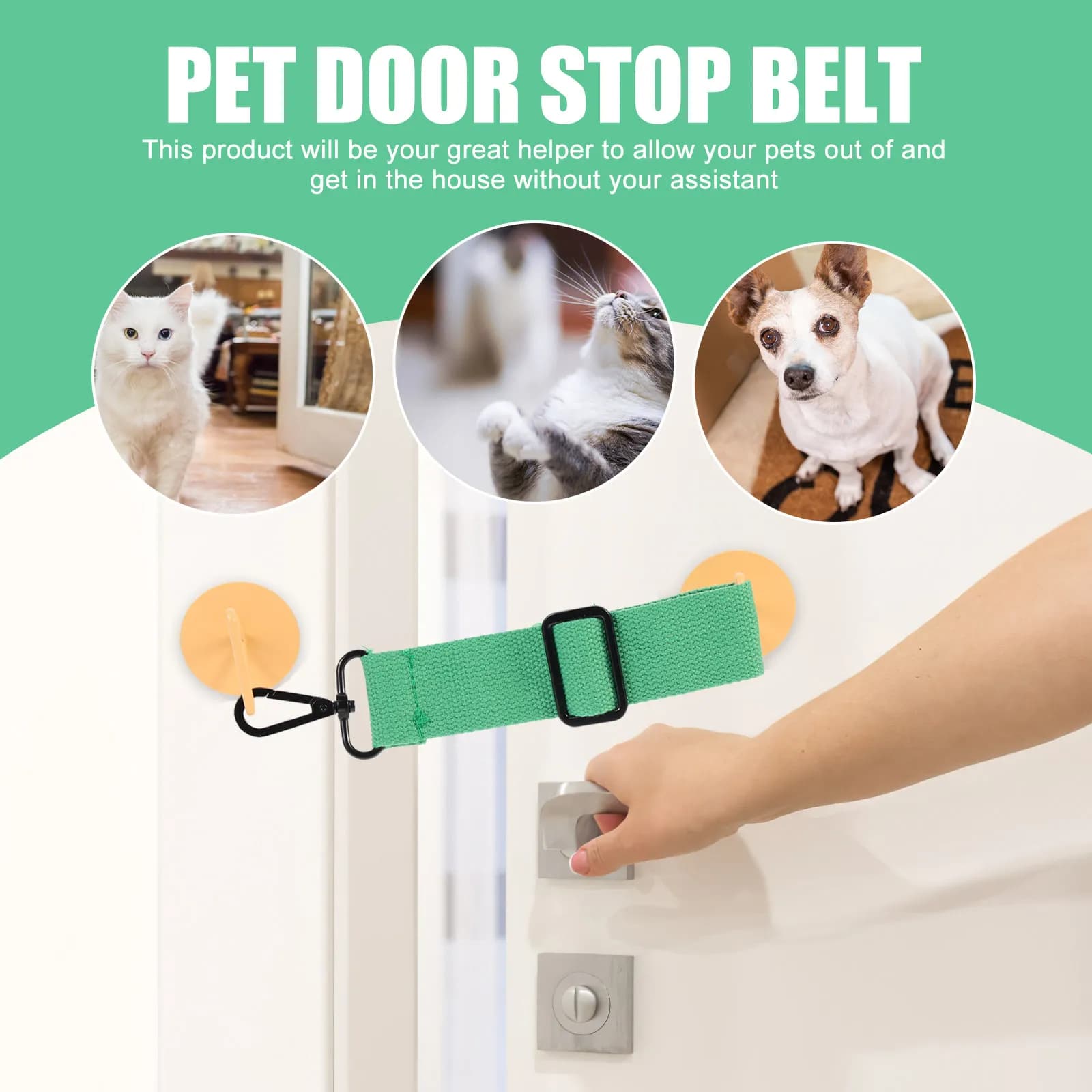 Cinghia Regolabile Anti-Usura per Porta per Animali Domestici, Fermaporta per Gatti e Cani, Cinghia di Bloccaggio Senza Foratura, Facile da Usare, Accessorio per Porte per Cani