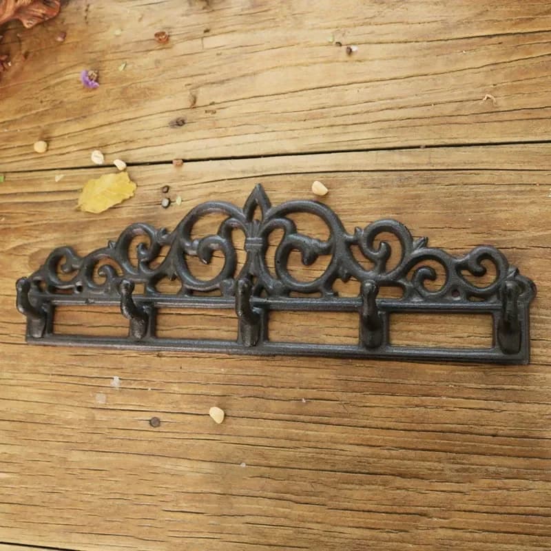 Retro European Cast Iron Coat Hook Black Wall Hooks Row For Bathroom Fitting Room Clothes Hanger Rack