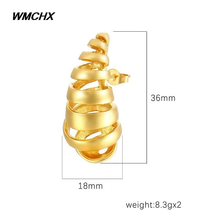Gold Silver Plated Spiral Hoop Earrings, Modern Geometric Layered Stud Earrings for Women��Sculptural Layered Statement Jewelry
