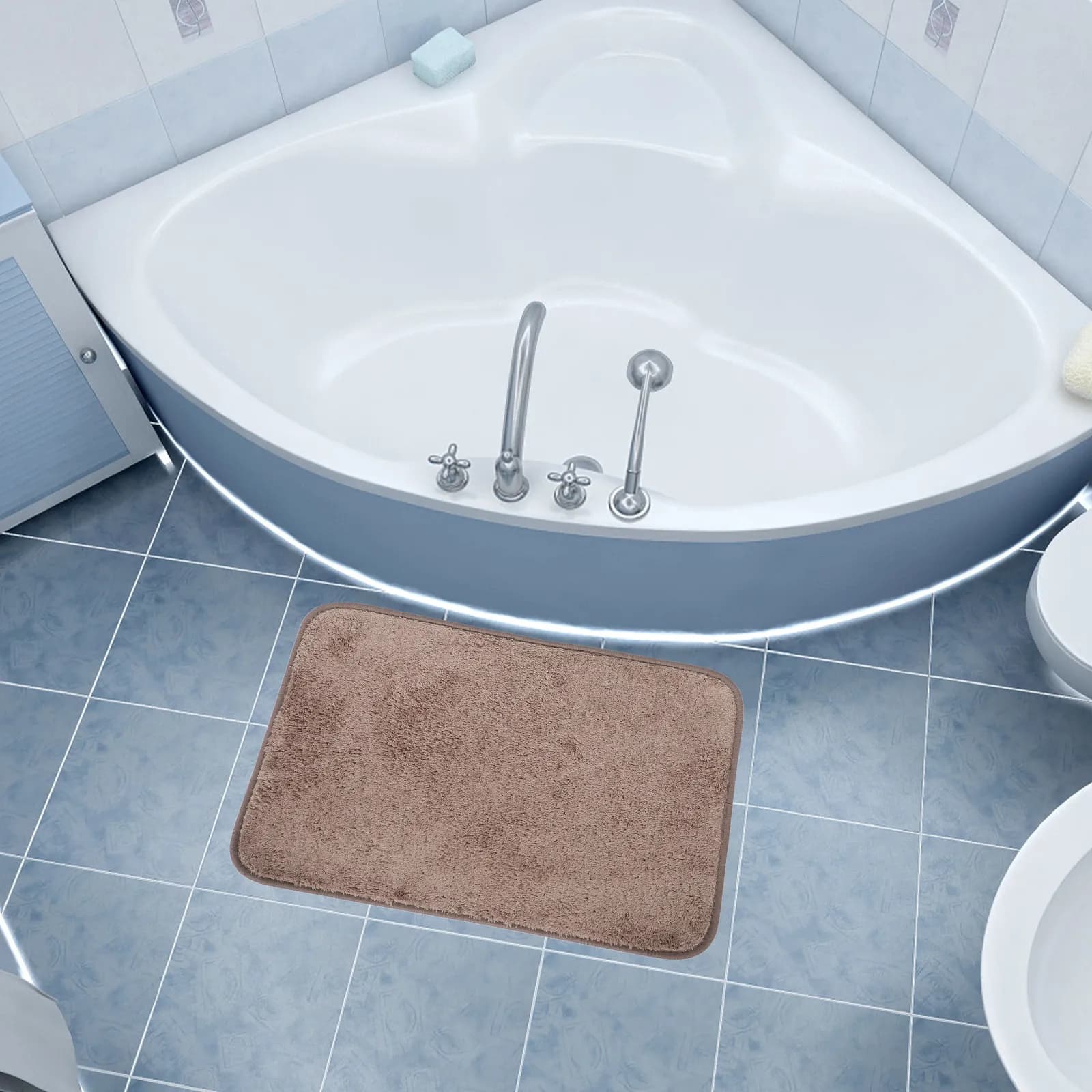 Tappetino da Bagno Nero Assorbente ad Asciugatura Rapida Antibatterico Antiscivolo a Quadretti Alfombra De Piedra