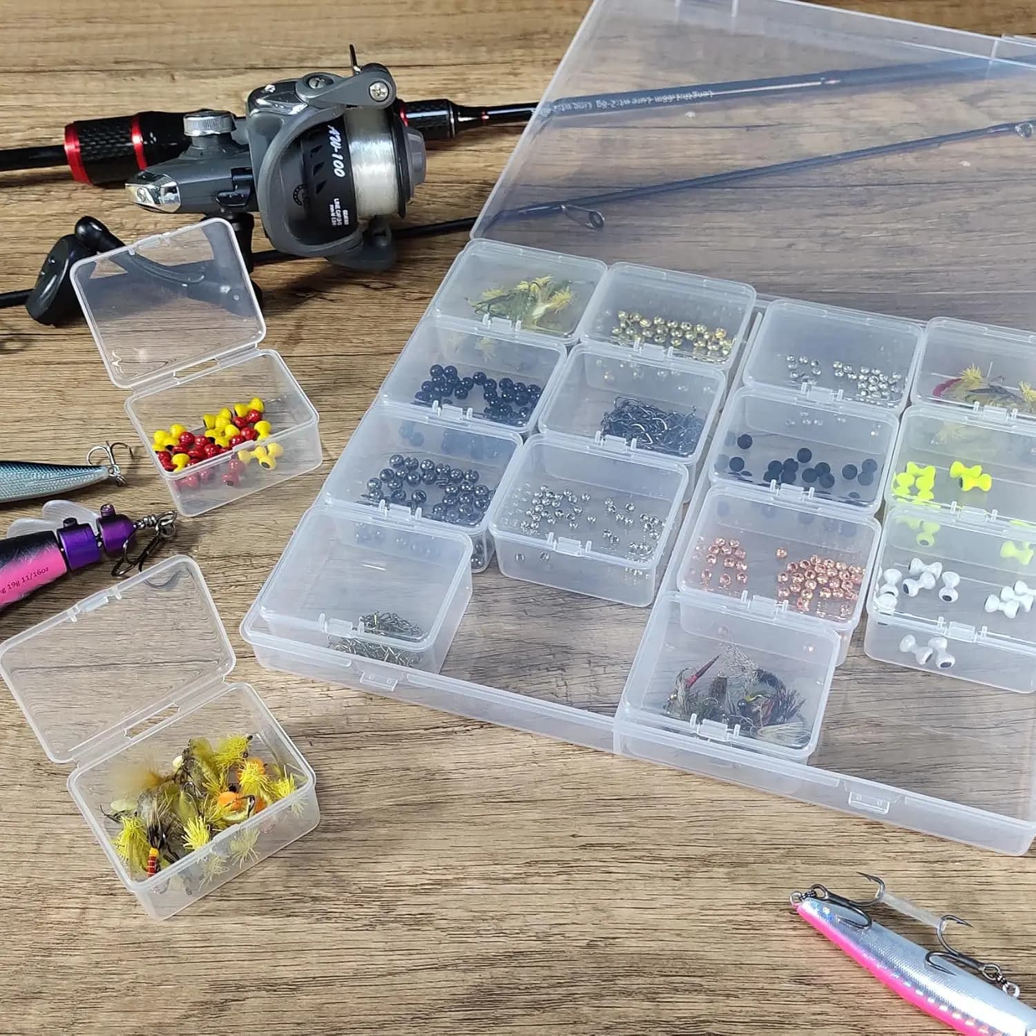 Aventik Plastic beads box Organizer Fishing equipment box for hooks to tie flies beads for flies