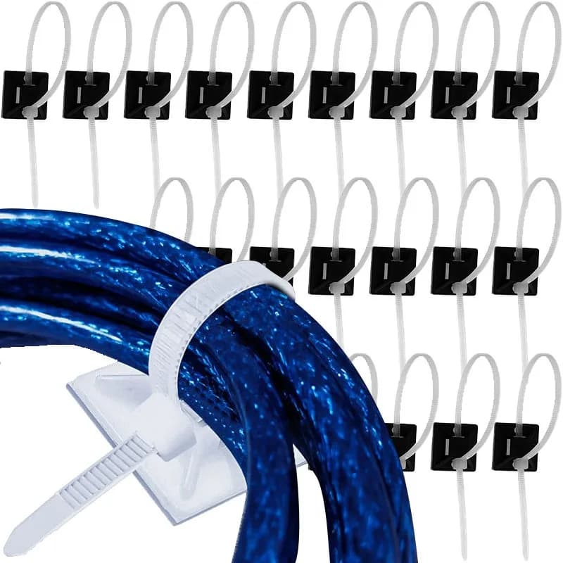 Kit per la gestione dei cavi Base per supporto per cavo Fascette in nylon opzionali Clip di fissaggio per cavi adesivi Set di cavi per nascondere cavi multiuso per TV da parete da scrivania