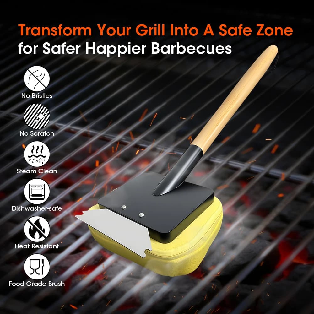 Grill Brush for Outdoor, Grill Bristle Free Reinforced Grill Cleaner Scraper, Replaceable Cleaning Head