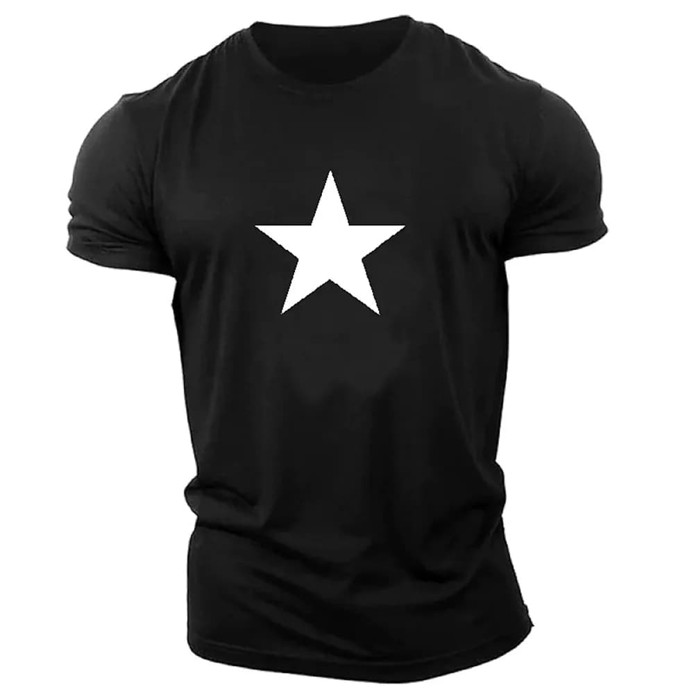 Men T-shirt Cotton Blend Short Sleeve Regular Soft Breathable Summer Outdoor Sport Casual Outfit