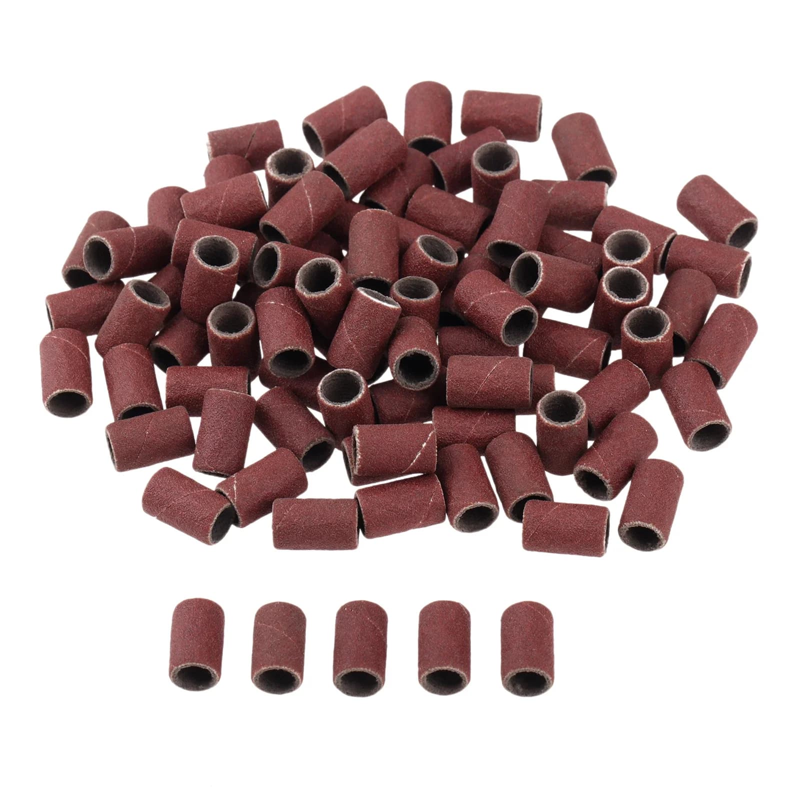 100 pz 6.35mm Tamburo Fasce Abrasive per Nail Power Drills Accessori Manicure Pedicure Strumenti di Lucidatura Grana 80 120 180 240 320 600