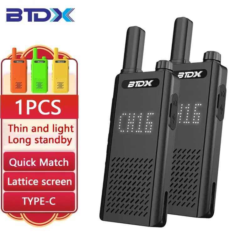 Mini Walkie Talkie ultrasottile da 15mm BTDX BT-360 tipo C carica Walkie-Talkie VOX PMR446 Radio bidirezionale portatile professionale ht