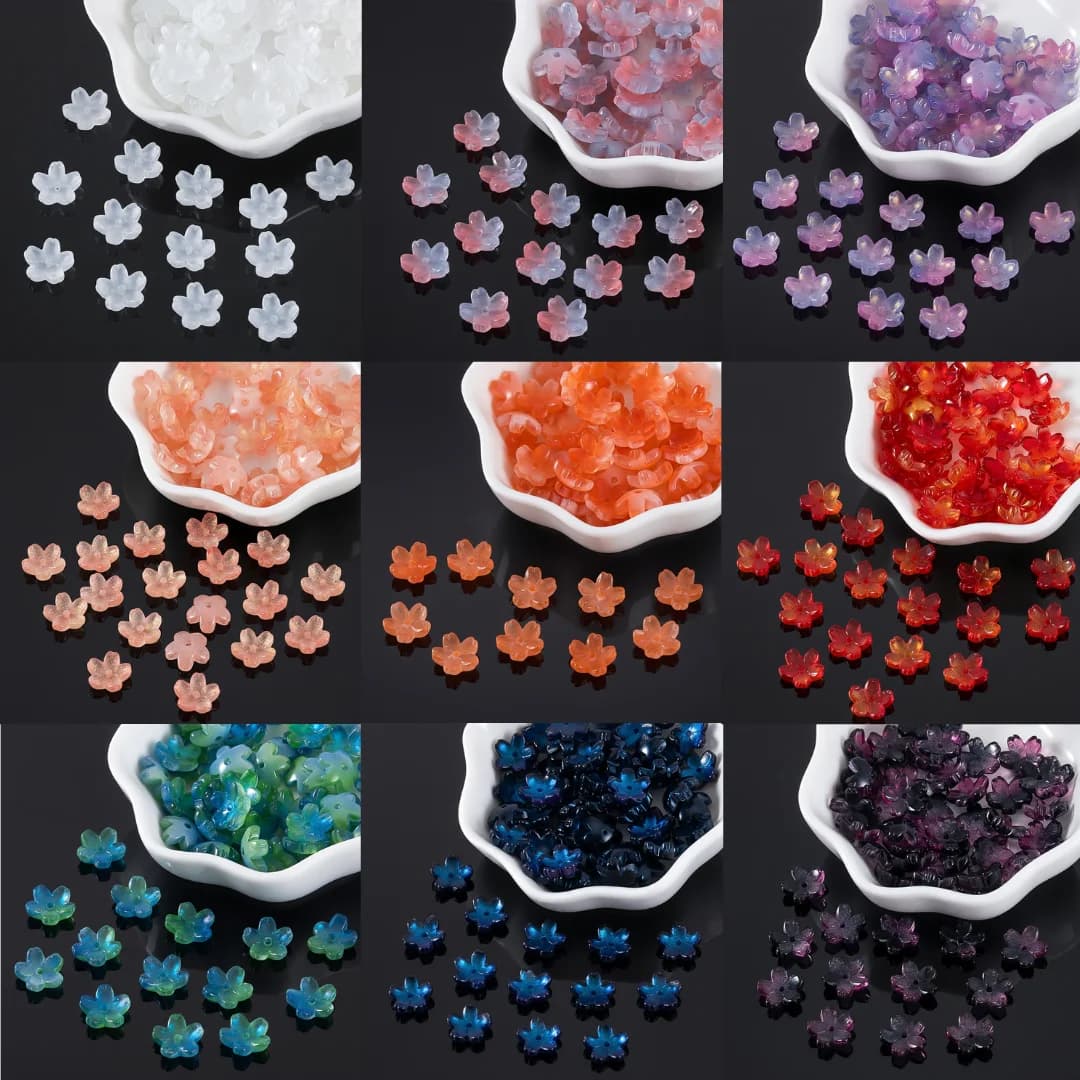 10/50Pcs Flower Shaped Lampwork Beads Cherry Blossom Spacer Crystal Glass Beads DIY Jewelry Making Bracelet Hair Earring Supply