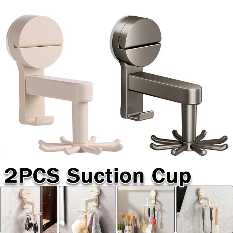 Ganci a ventosa per carichi pesanti da cucina senza trapano 360 ° Organizzatore con gancio rotante per porta dell'armadio da parete per camper, portautensili salvaspazio