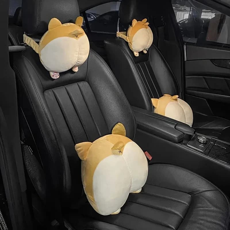 Cuscino per poggiatesta auto, 1 pezzo, cuscino cervicale a forma di Corgi, cuscino di supporto lombare per sedile auto