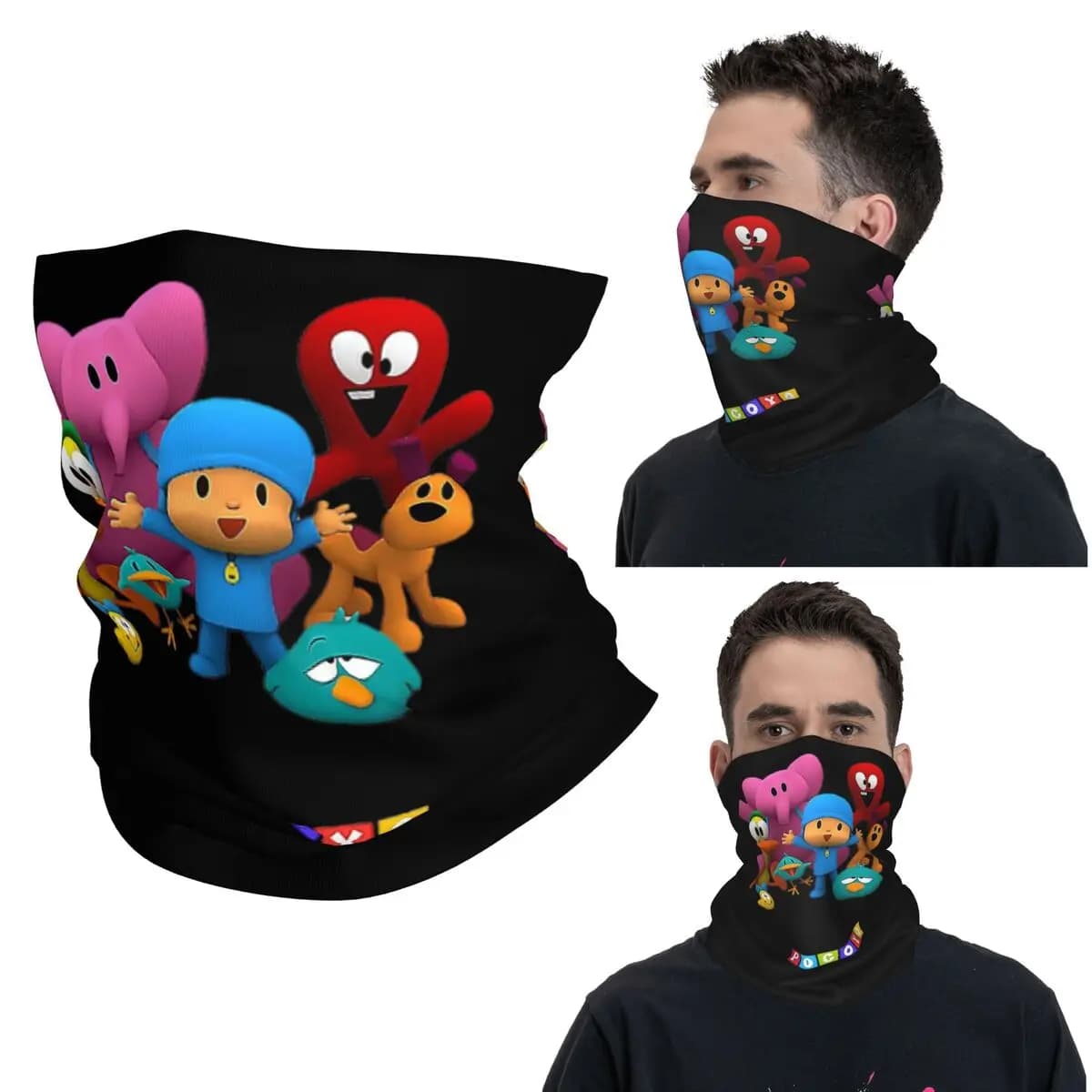 Buon Compleanno Ragazzo-Ragazza-Pocoyo! Sciarpa Bandana Multifunzione Stampata per Collo e Viso, Maschera per Corsa