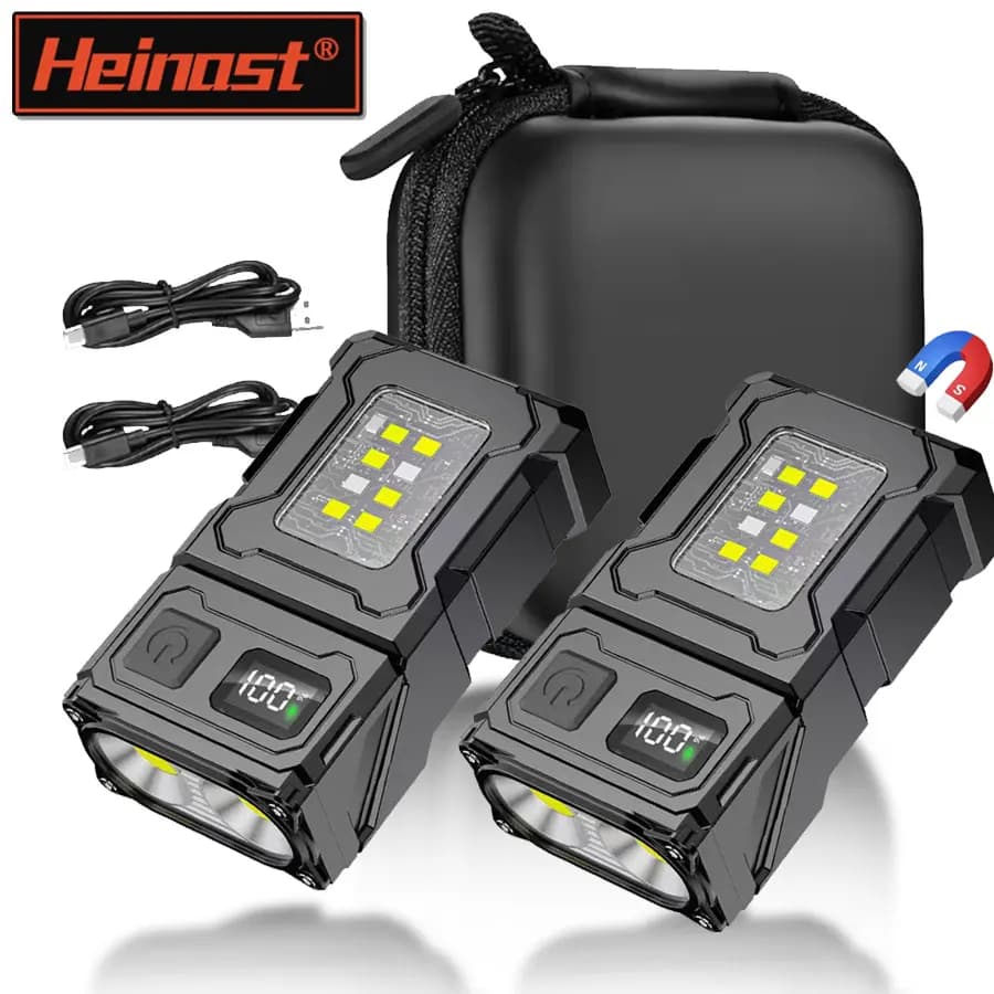 Mini Portable LED Torch COB Magnetic Torch with Head Rotation Built-in Battery Lantern from USB Rechargeable Outdoor Camping