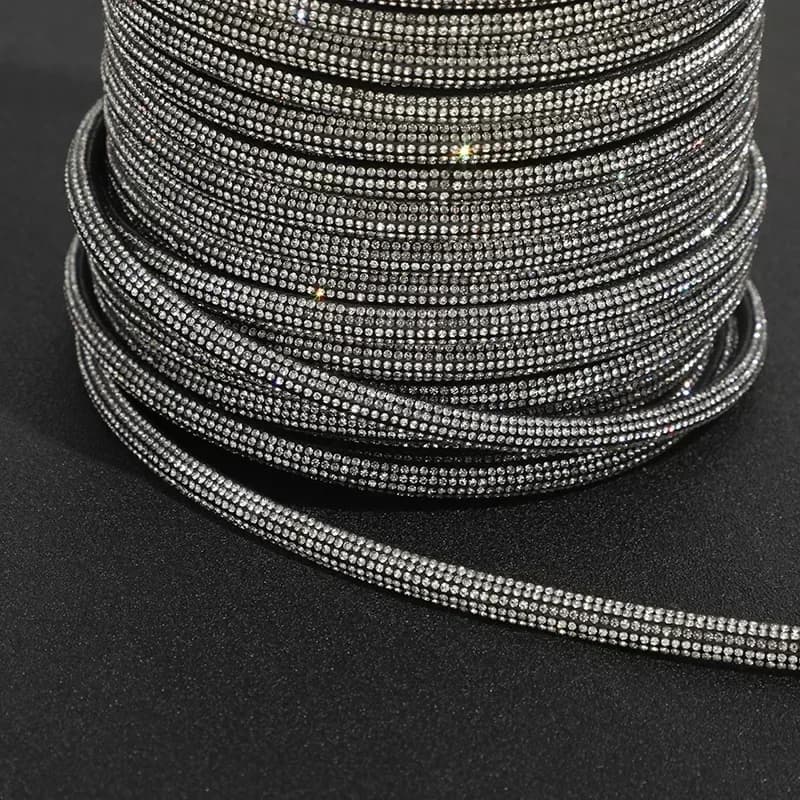 Corda con strass scintillanti da 5 metri, cinturino in cristallo pieno lucido per abbigliamento fai da te, sandali, scarpe, cappelli, accessori decorativi per forcine