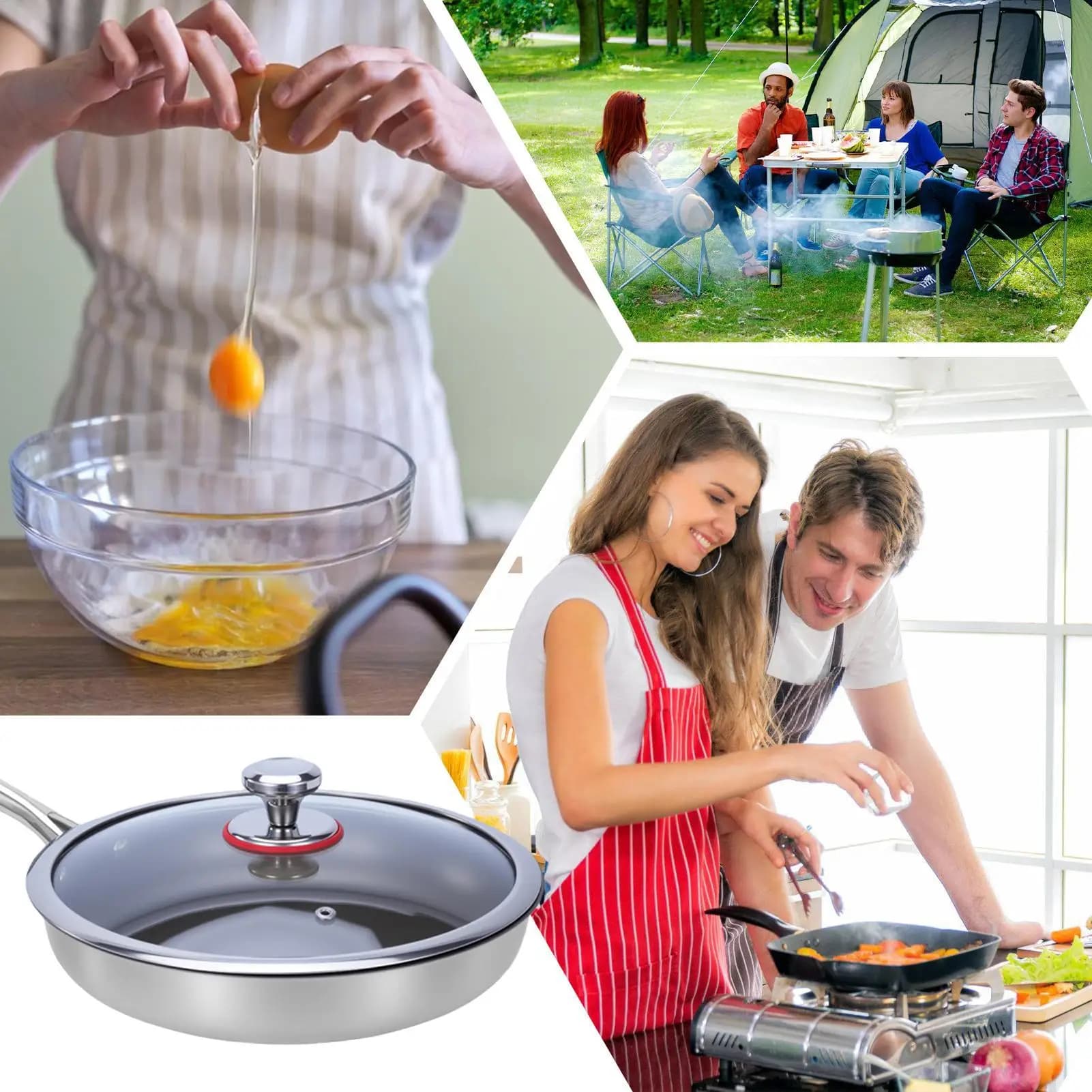 Padella in titanio antiaderente, resistente al calore, per bistecche, ideale per cuochi casalinghi, principianti e famiglie impegnate, per la preparazione dei pasti.