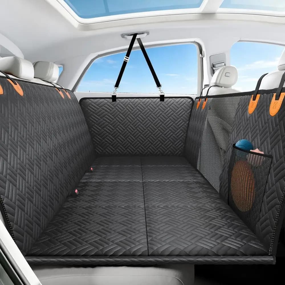 Car Seat Cover or Back Seat, Hard Bottom Back Seat Extender, Back Seat Pet Cover Supports 400lbs, Waterproof Heavy Duty Scratch