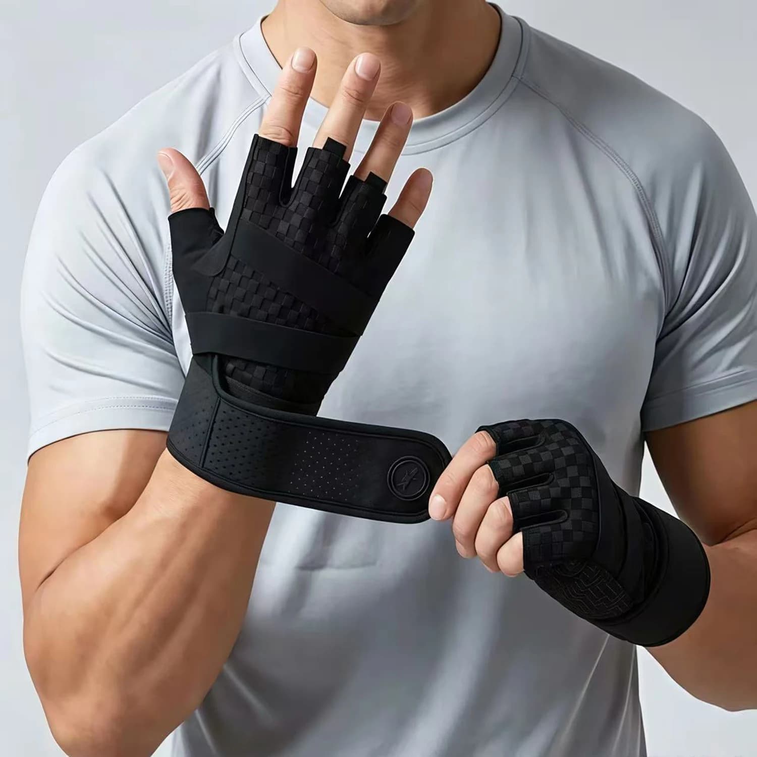 Guanti da sollevamento pesi MOREOK traspiranti antiscivolo per allenamento di forza, esercizi, fitness e palestra, ideali per trazioni.
