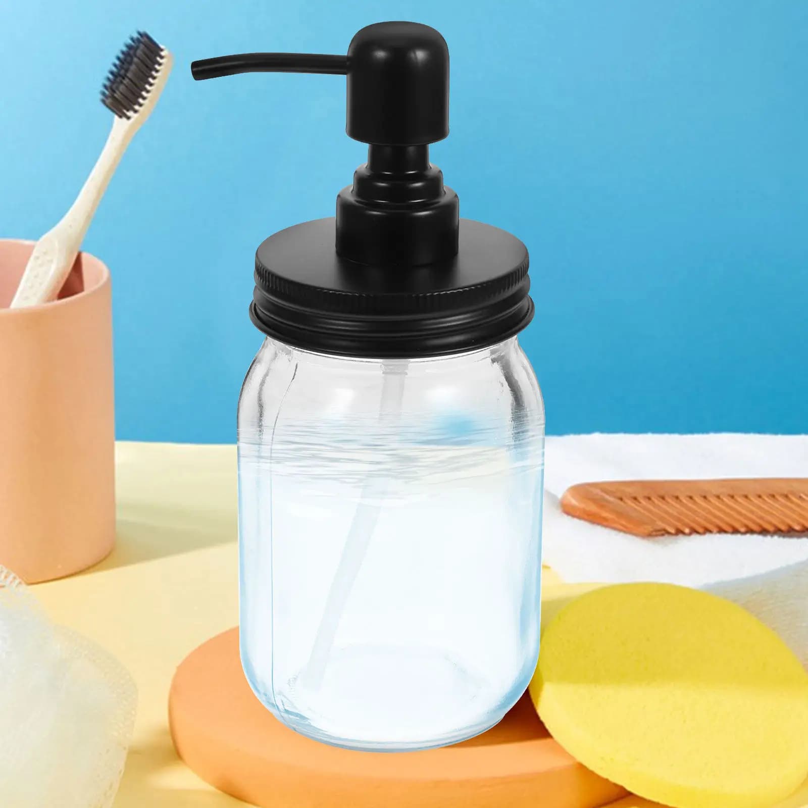 Dispenser di Sapone Ricaricabile in Acciaio Inox, Vetro e PP con Pompa per Sapone Liquido, Shampoo, Lozione, Detersivo per Piatti, Bagno e Cucina