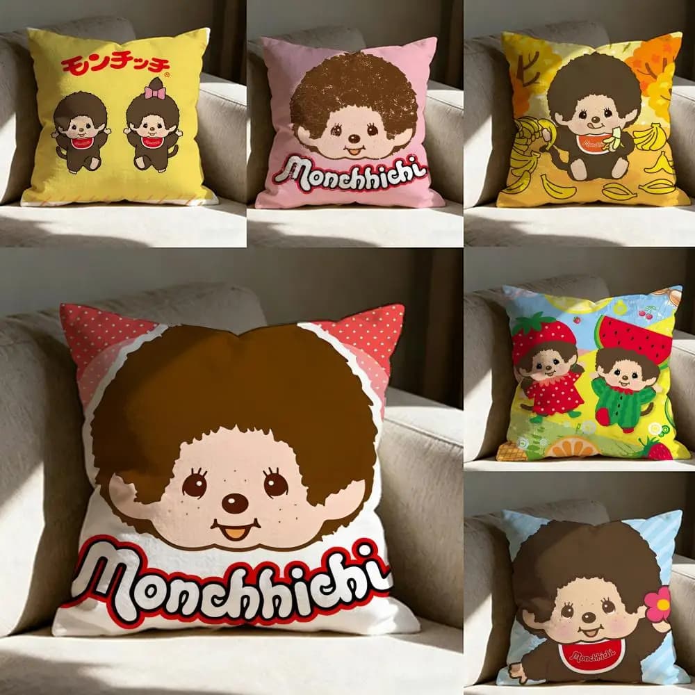 Federa per cuscino M-monchhichi, stampata su entrambi i lati, cuscino per divano, cuscino per testiera della camera da letto