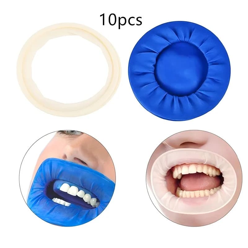 10 pcs Dental Rubber Use And Drop Sterile Mouth Open Glove Oral Divator Expander Dental Rubber Barrier Dental Tooth Whitening Tools