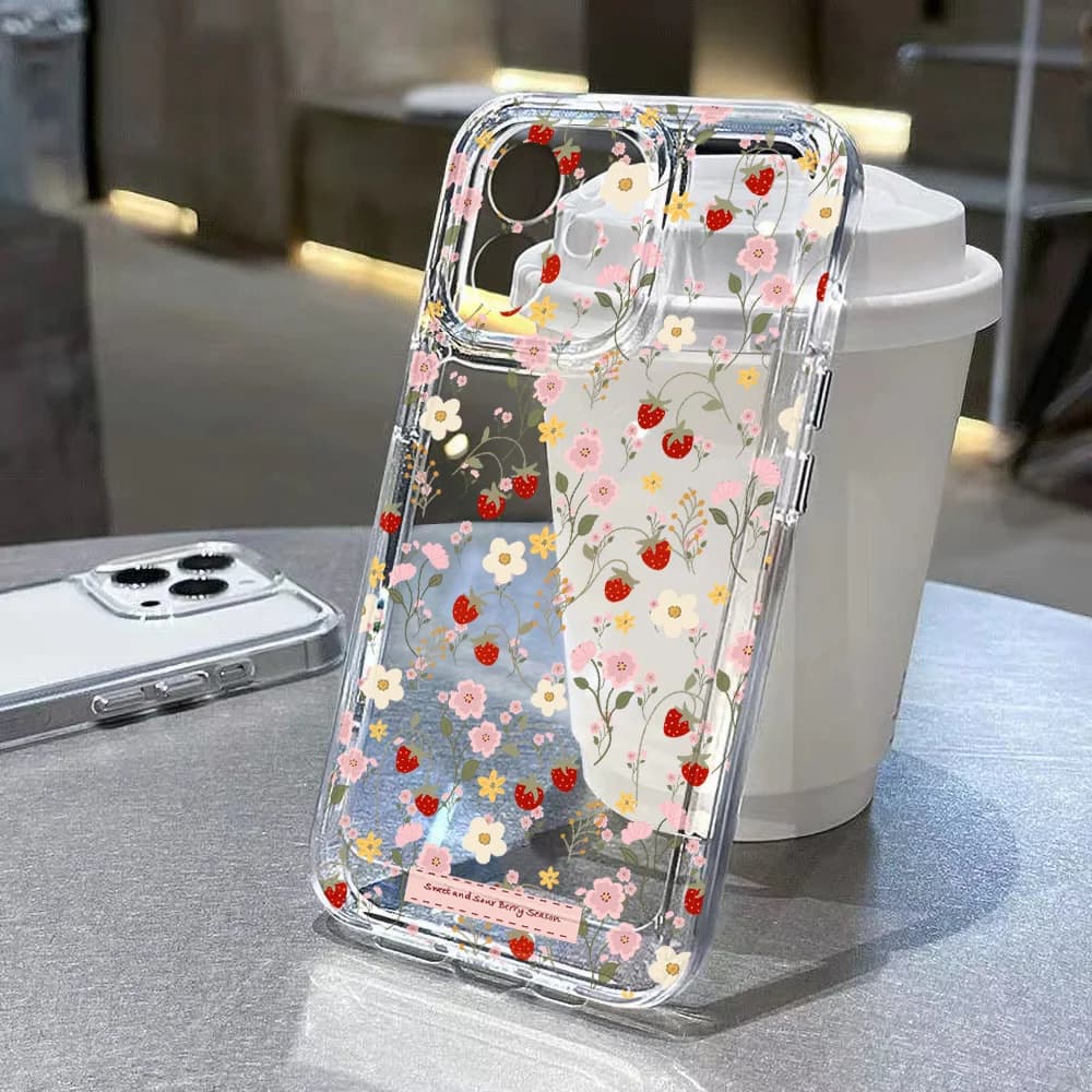 Mini custodia trasparente con fiori per Samsung A37 A57 A17 A07 A06 A33 A34 A35 A36 A56 A52 A53 A54 A55 S26 S23 S24 Ultra S25 Plus S23 S24 FE