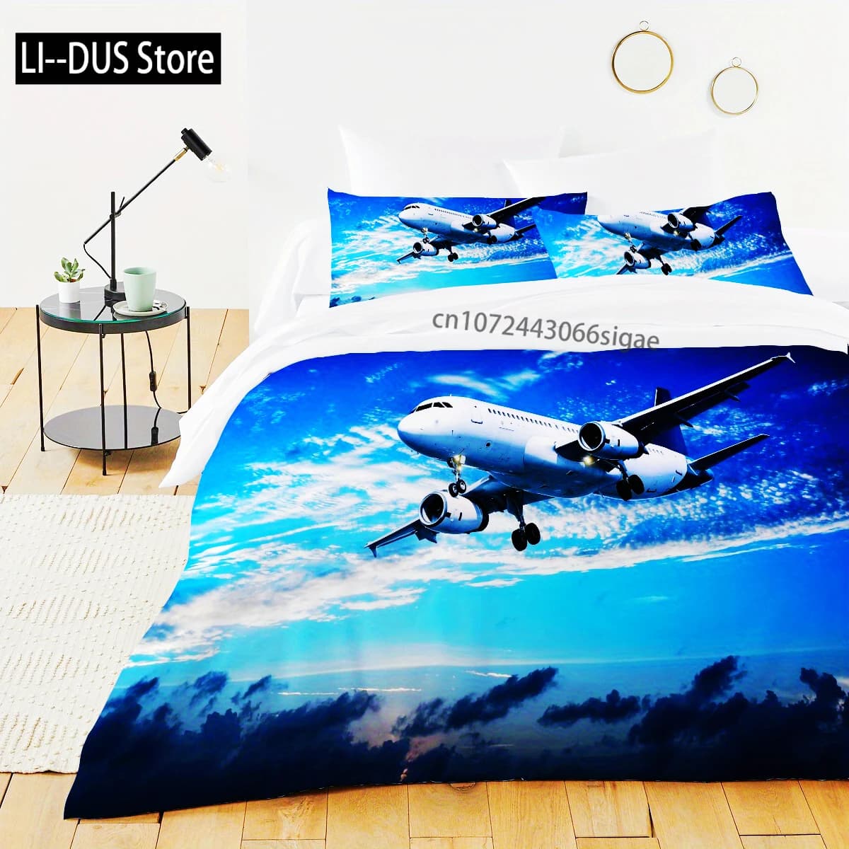 Set biancheria da letto per aereo stampato in 3D da 2/3 pezzi: include federe da 1/2/3 pezzi e 1 copripiumino (senza riempitivo) - Adatto