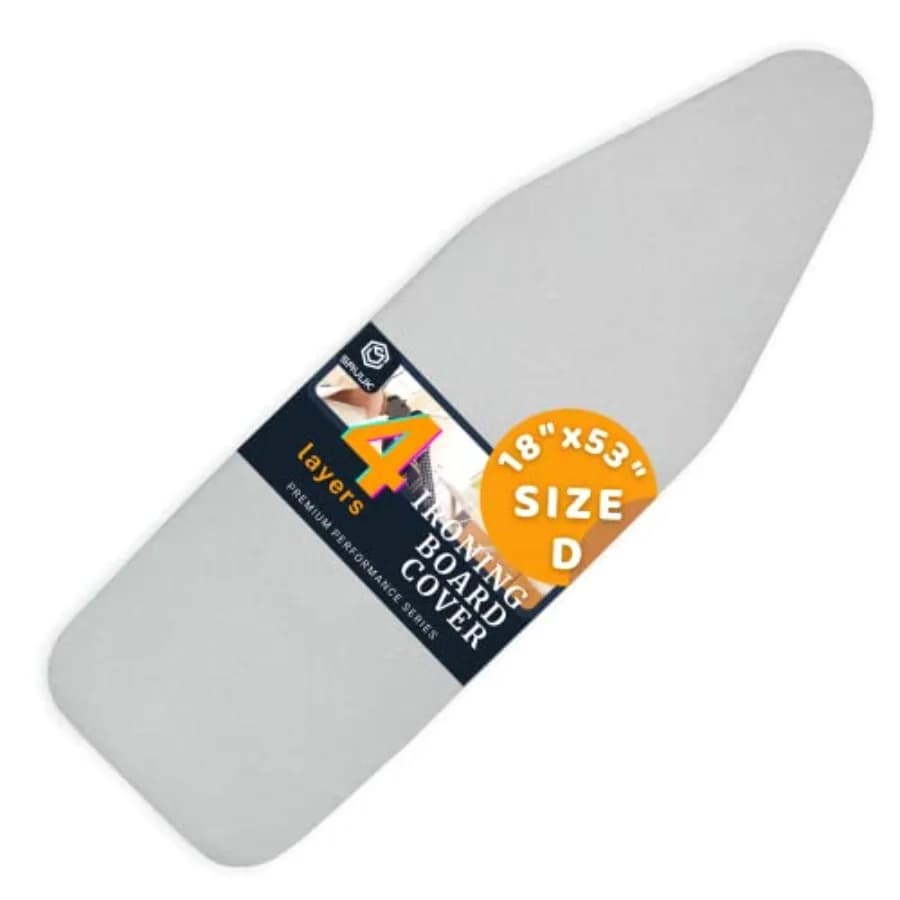 Ironing Board Cover and Pad Standard Size Silicone Coated 4 Layers 18"x53" inch Extra Heavy Duty Thick Padding, Heat Reflective