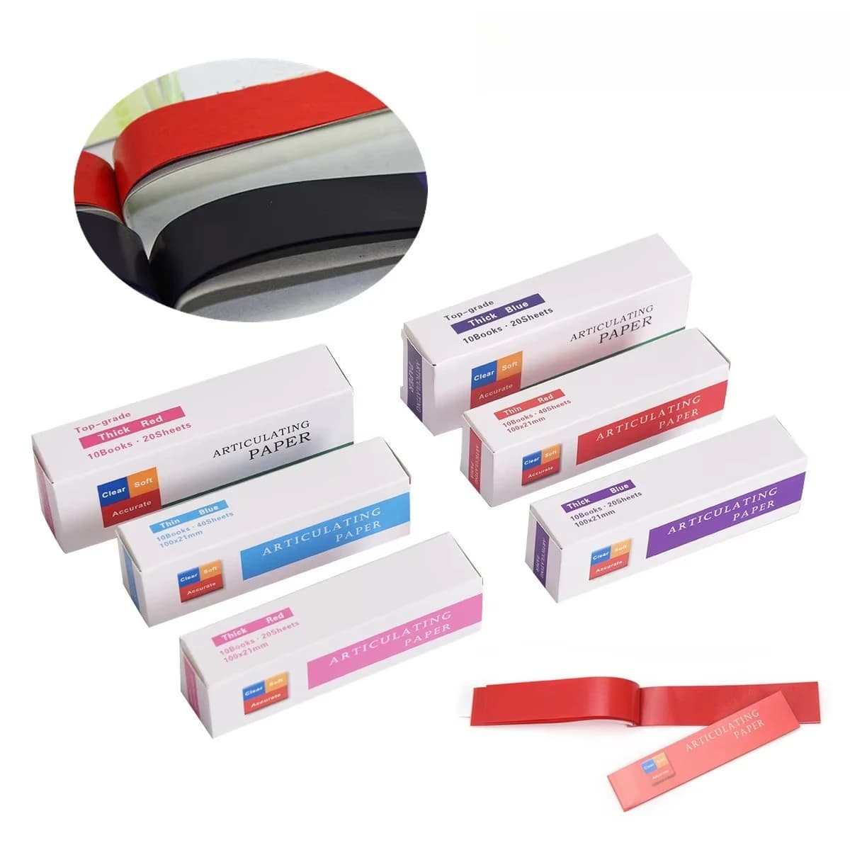5 paper boxes for dental articulation strips red blue teeth whitening sheet of joint strip for dental material for oral hygiene