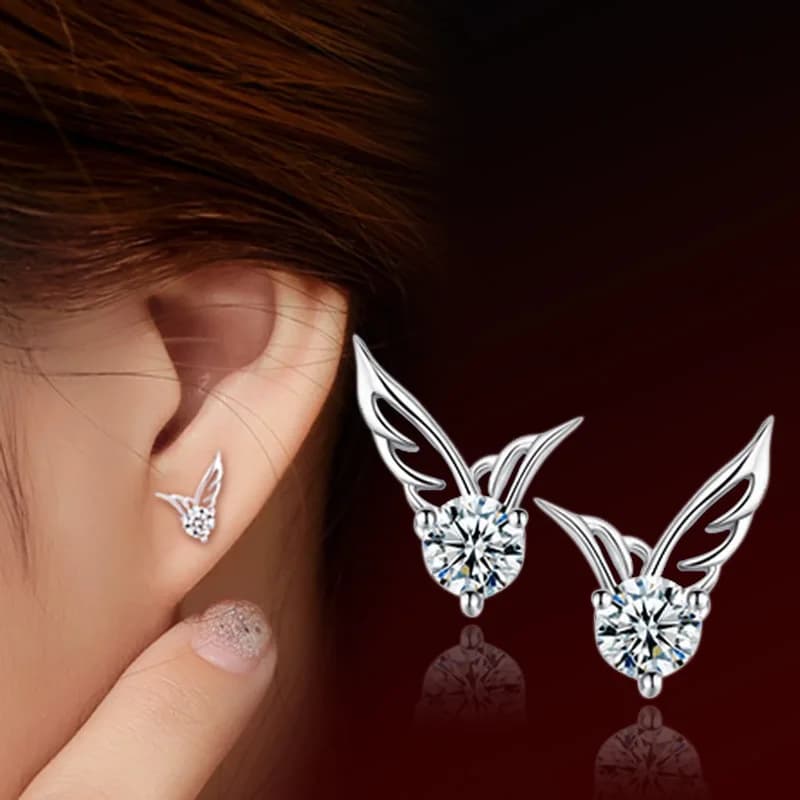 Eleganti Orecchini a Perno Triangolari con Zirconi in Argento Sterling 925 per Donne, Accessori di Gioielleria per Matrimoni e Feste