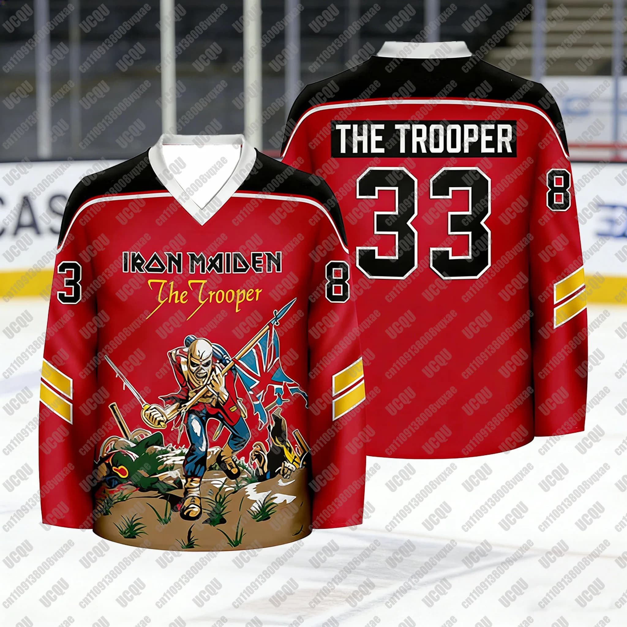 Maglia da Hockey Heavy Metal da Uomo, Ispirata a Eddie Trooper, Stile Vintage Rock Band, Manica Lunga, Scollo a V, Streetwear
