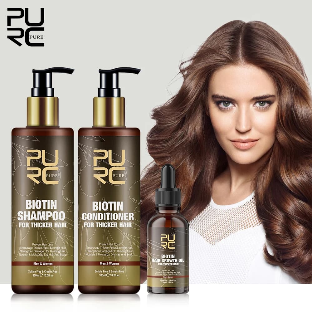 PURC Prodotti per la crescita rapida dei capelli per uomo Biotina Olio anti-perdita di capelli Shampoo Balsamo Set Trattamento per capelli per le donne Bellezza Salute