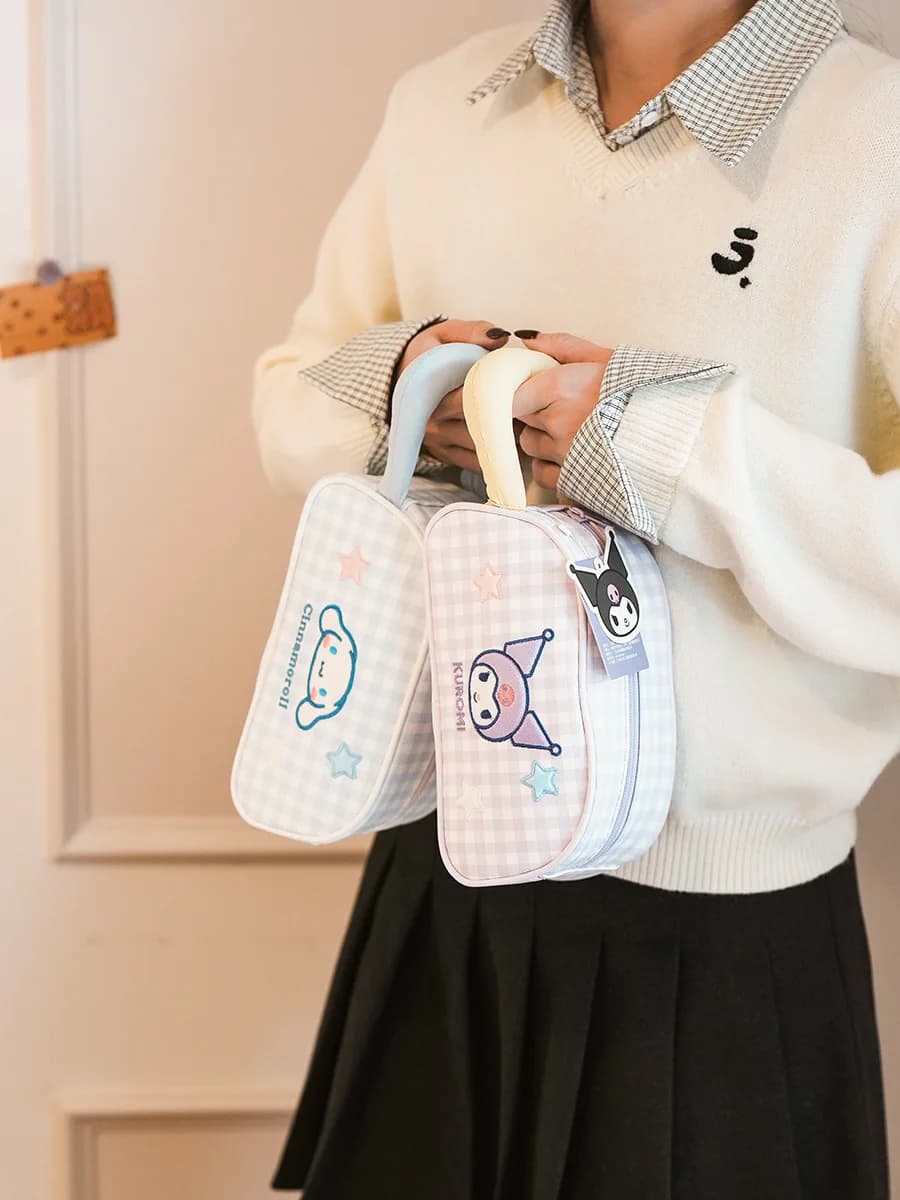 Kawaii Sanrio Hello Kitty My Melody Kuromi Portable Makeup Bag Travel Cosmetic Storage Hand Wash Pouch Gir Organizer