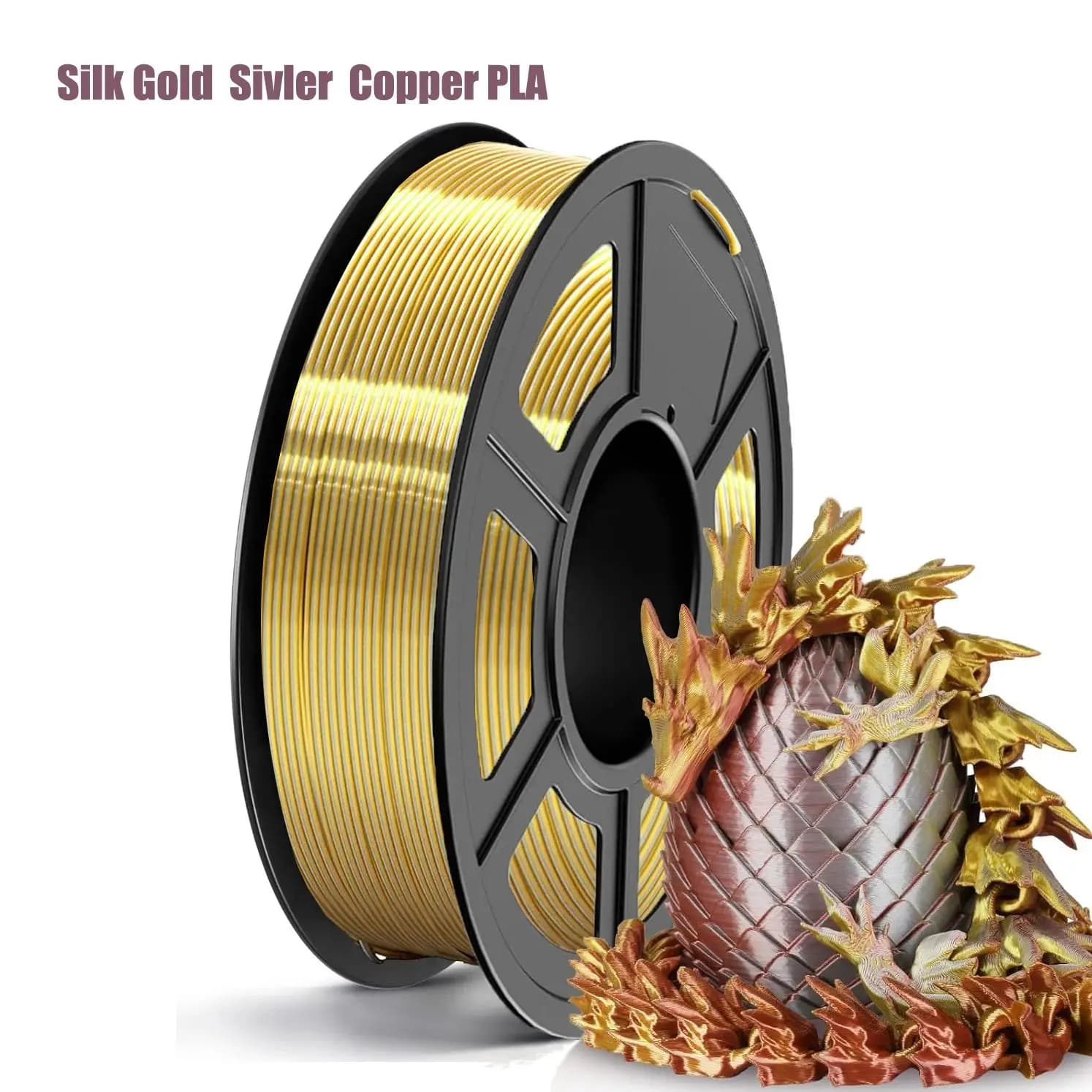 Filament PLA Silk 1.75mm Polished Anti-Intasting for 3D Printer, 0.25kg Bobbin (0.44 pounds), Dimensional Accuracy +/- 0.02 mm