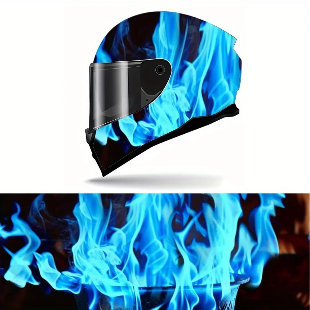 Adesivo per pittura per casco Blue Flame Cool - Toppa in PVC impermeabile e resistente ai graffi per casco da corsa motociclistico, estetica artistica