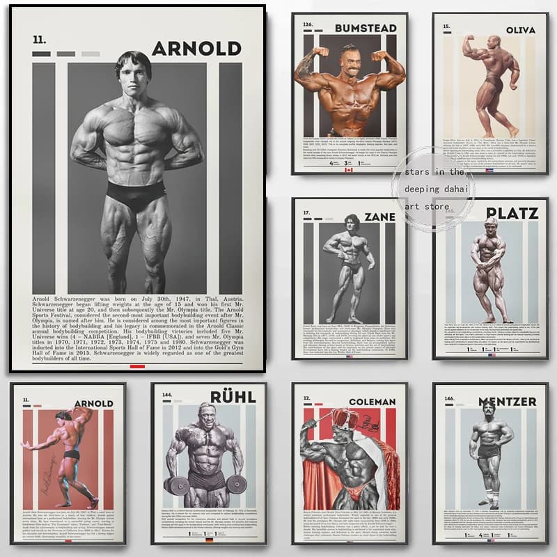 Motivational Gym Fitness Bodybuilding Tom Platz/Arnold Schwarzenegger Art Posters Canvas Painting Wall Prints Picture Home Decor