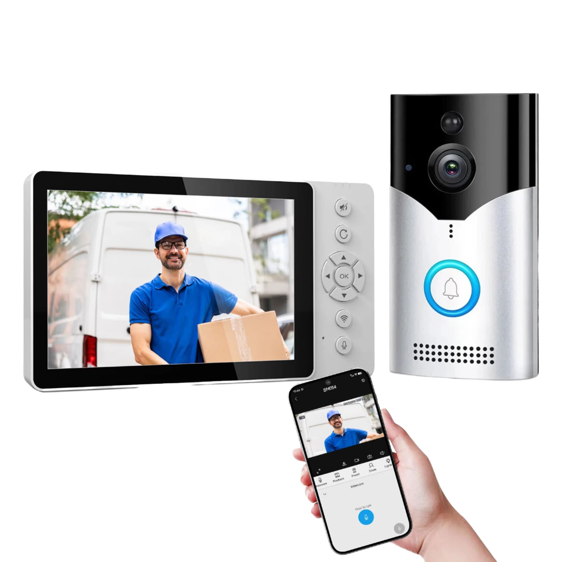 Smart Video Doorbell 4MP 1440p LCD 5-inch Screen Wireless 2.4G Motion Detection for Villa Home Office Apartment
