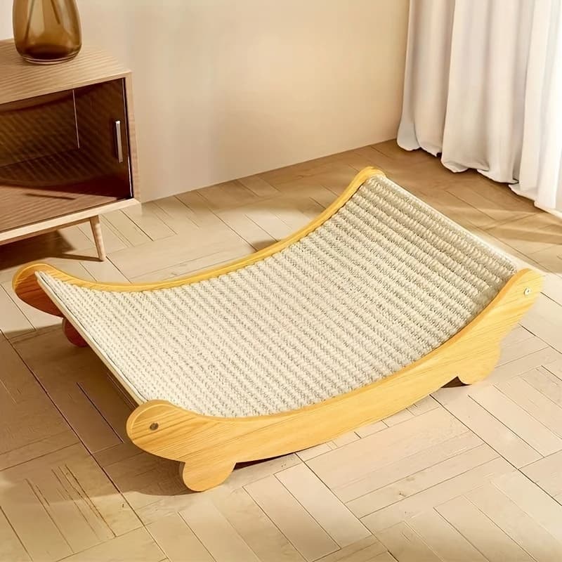 Lussuoso lettino per gatti in sisal, amaca in legno rimovibile e lavabile, accessori comodi per animali domestici, include raschietto per albero per gatti
