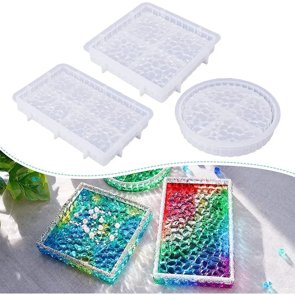 Posacenere vetro cristallo Texture vassoio stampi in resina fai da te rotondo quadrato rettangolare vassoio di frutta stoccaggio cemento gesso stampo in Silicone
