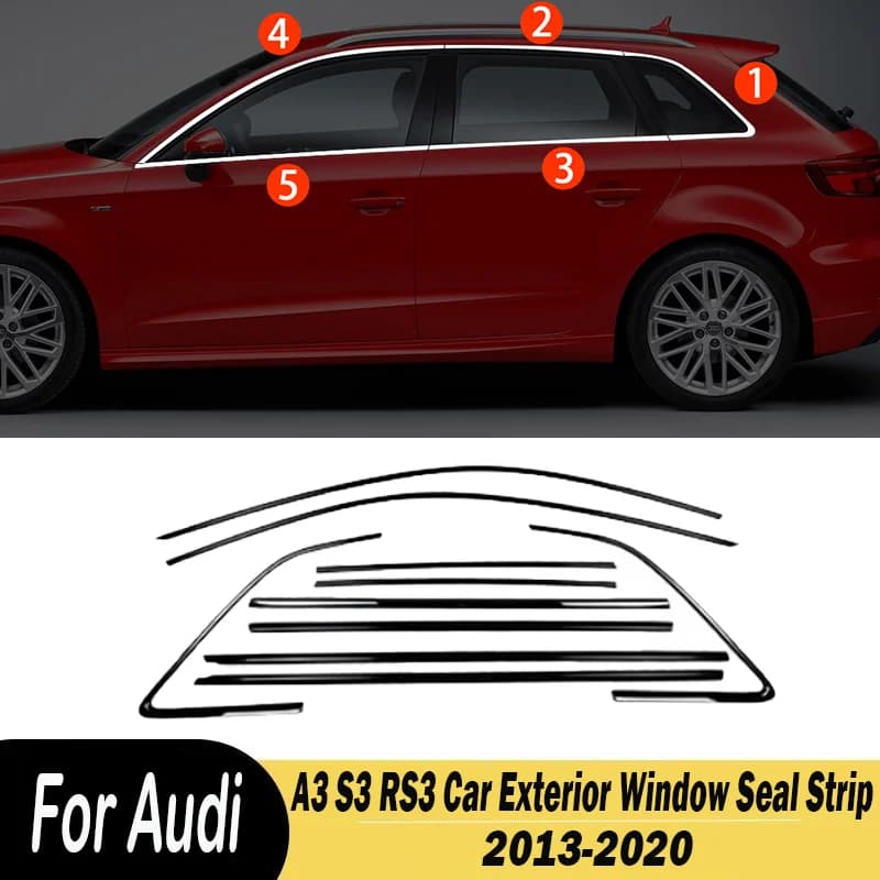 Per Audi A3 S3 RS3 Hatchbacks2013-2020 placcatura nero auto esterno finestra Trim guarnizioni guarnizione adesivo striscia di copertura nastro guarnizione