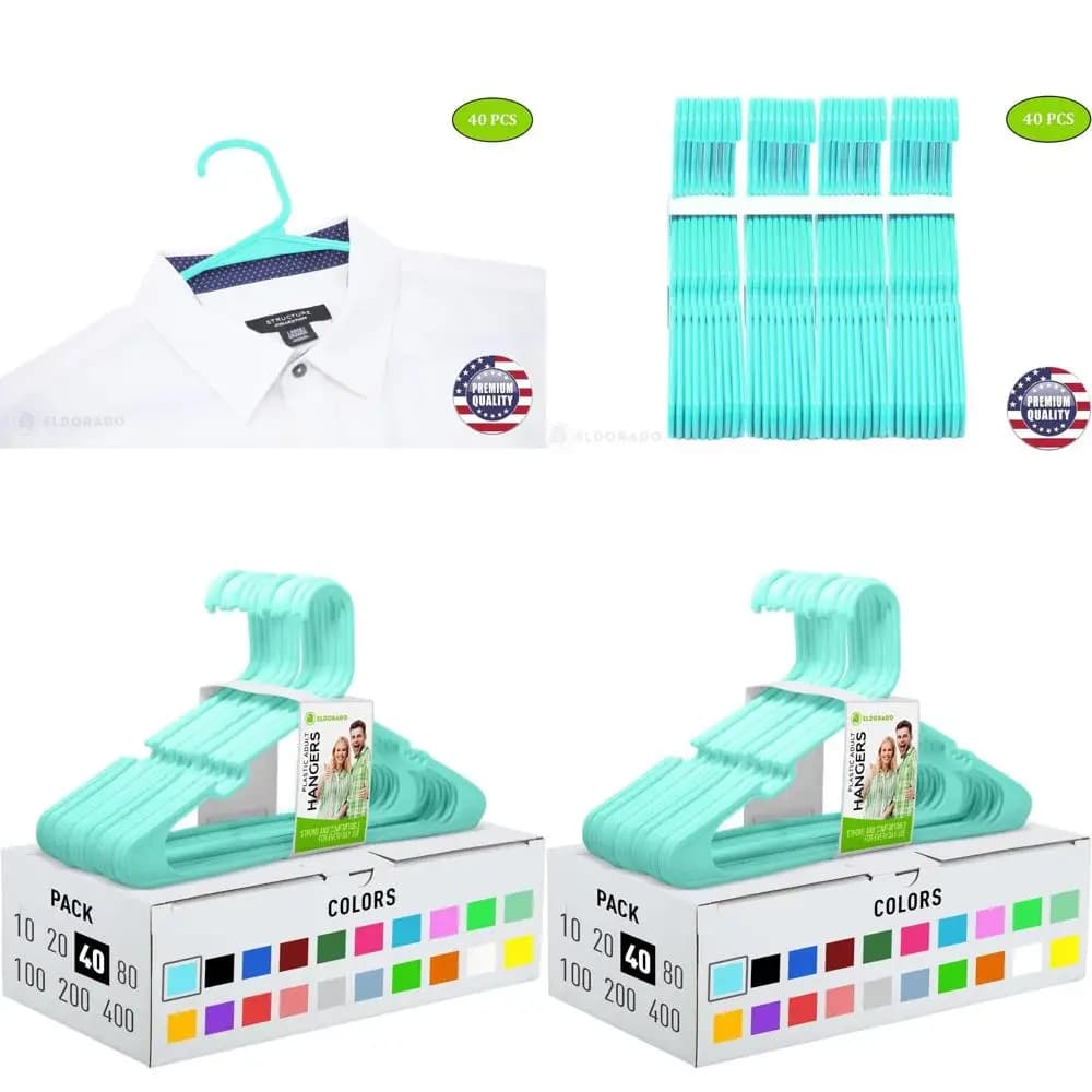 Aqua Set di 40 Appendiabiti in Plastica per Abbigliamento Adulti: Ideali per Camicie, Bluse, T-Shirt, Vestiti e Completi