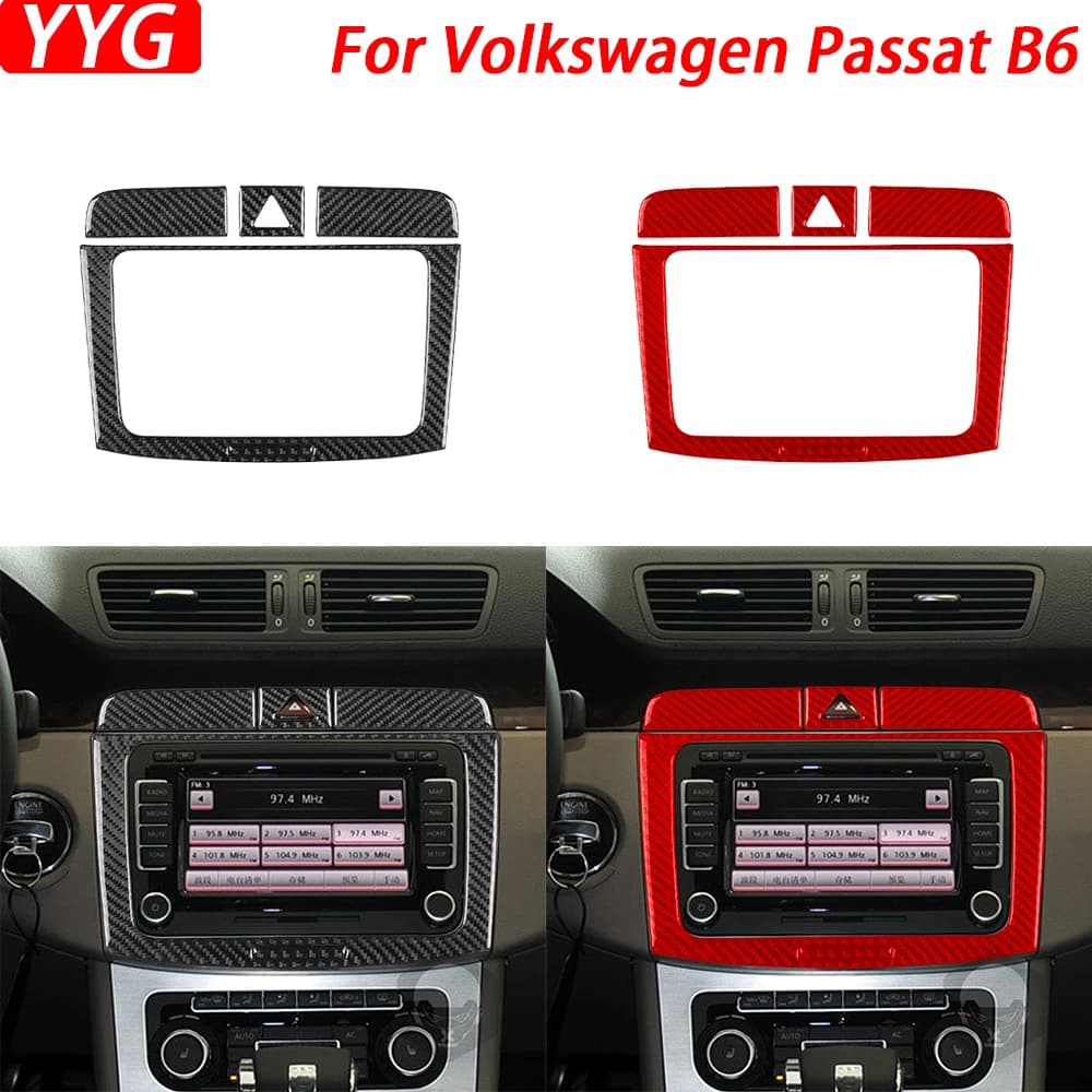 For Volkswagen Passat B6 2006-2011 Carbon Fiber Radio Navigation Panel Trim Cover Interior Decoration Auto Accessories Wall decal
