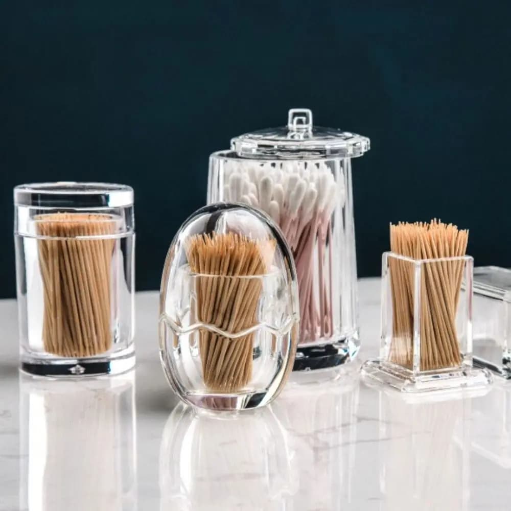 Clear Acrylic Toothpick Cotton Swab Holder Hotel Thickened Dust-proof Dispenser Organizer Storage Box Drop-resistant Living Room