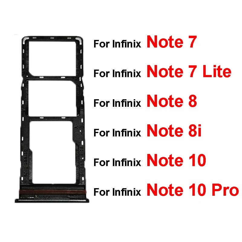 Slot per vassoio scheda SIM per Infinix Note 7 X690 7 Lite X656 Nota 8 X692 Nota 8i X683 Nota 10 X693 Nota 10 Pro X695 Scheda lettore