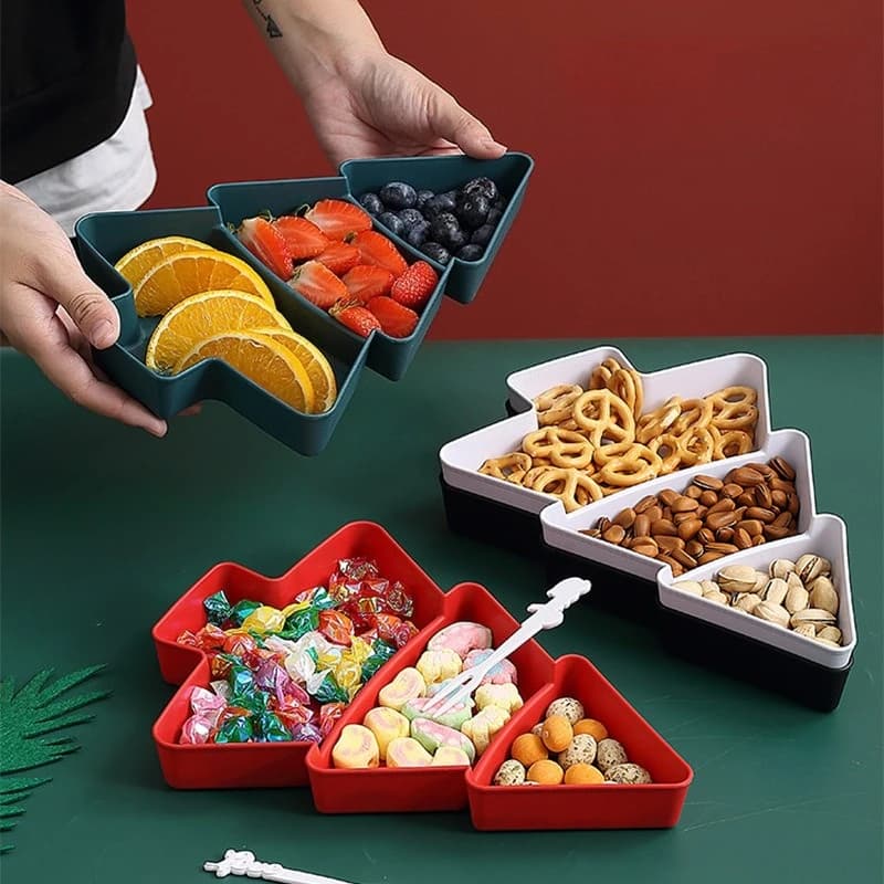Piatto di frutta natalizio creativo Griglia per albero di Natale Piatto di frutta secca Piatto di snack per la casa Piatto di caramelle in plastica