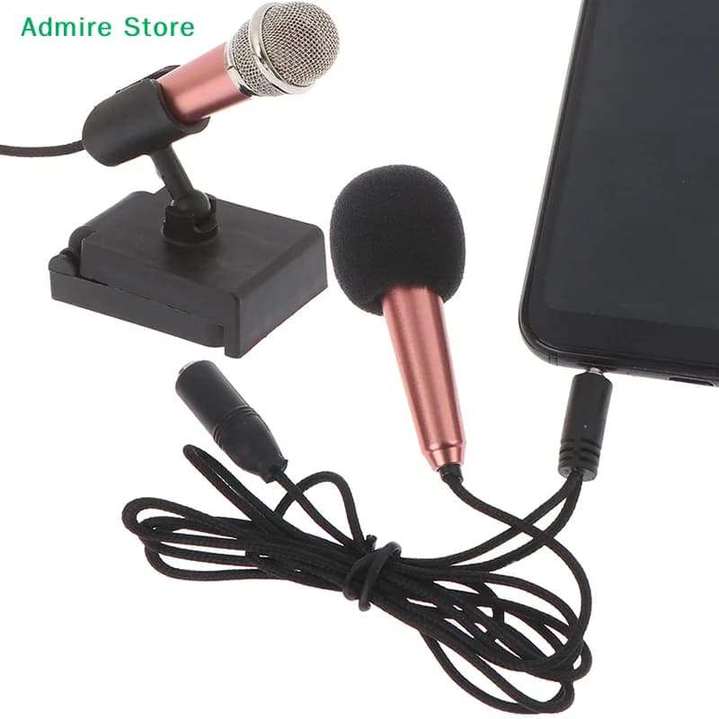 [G]Portable 3.5mm Stereo Studio Mic KTV Karaoke Mini Microphone For Cell Phone PC