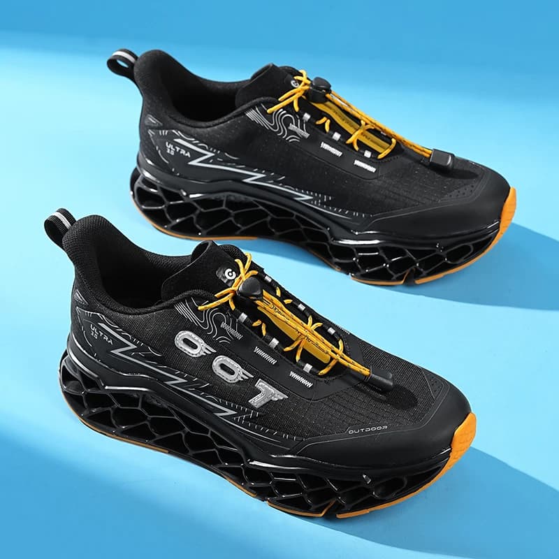 Men's Running Shoes Breathable Fashion Platform Men Casual Shoes Mesh Lightweight Anti-slip Outdoor Sneakers Work Black Tennis