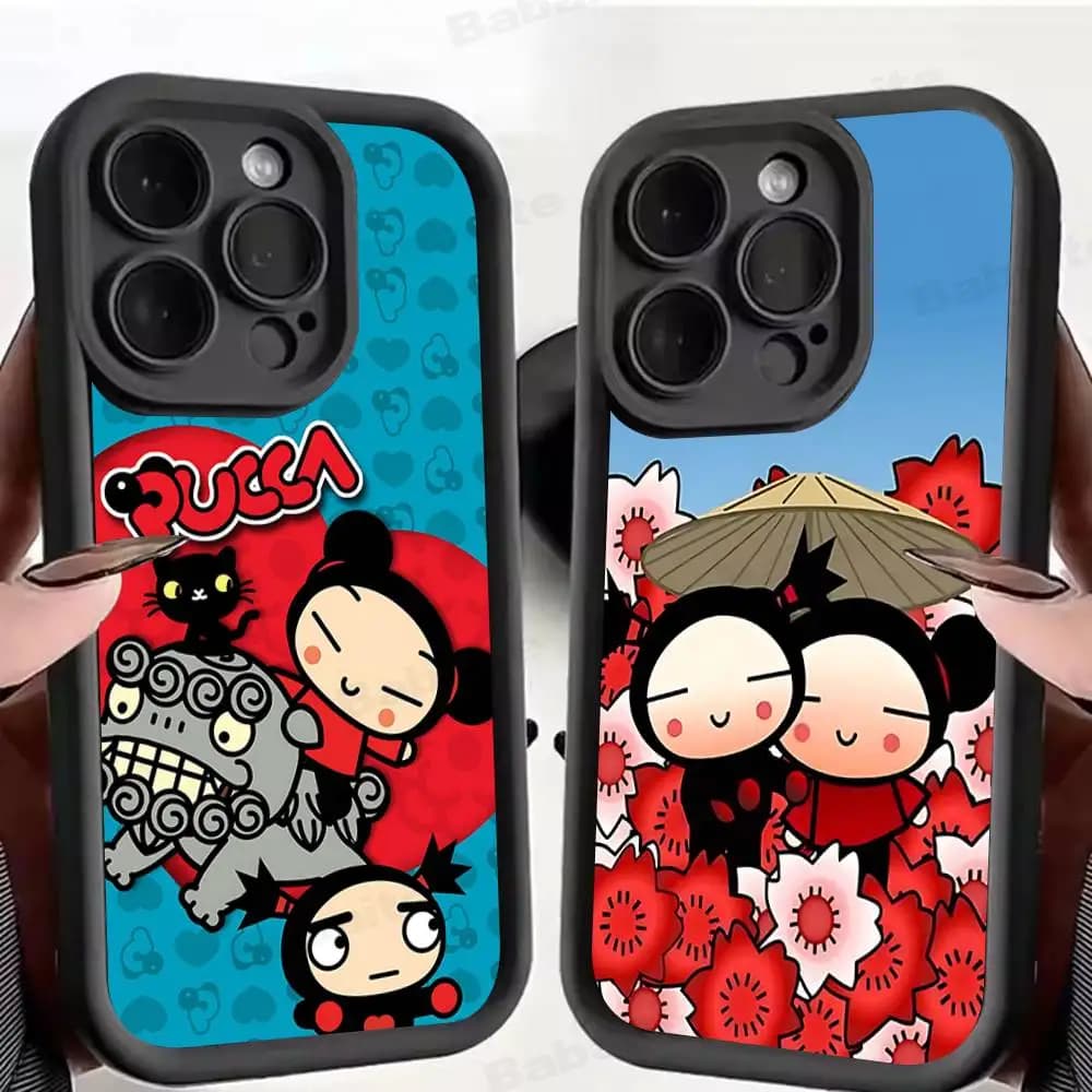 Custodia per telefono Pucca Garu simpatico cartone animato per IPhone 16 15 14 Plus 13 12 11 17 Pro Max Pro Cover morbida