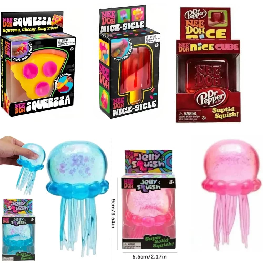 NeeDoh Nice-Sicle Cube Sensory Soft, Schylling Antistress Toy, Calmante Instrument for Concentration for People with ADHD
