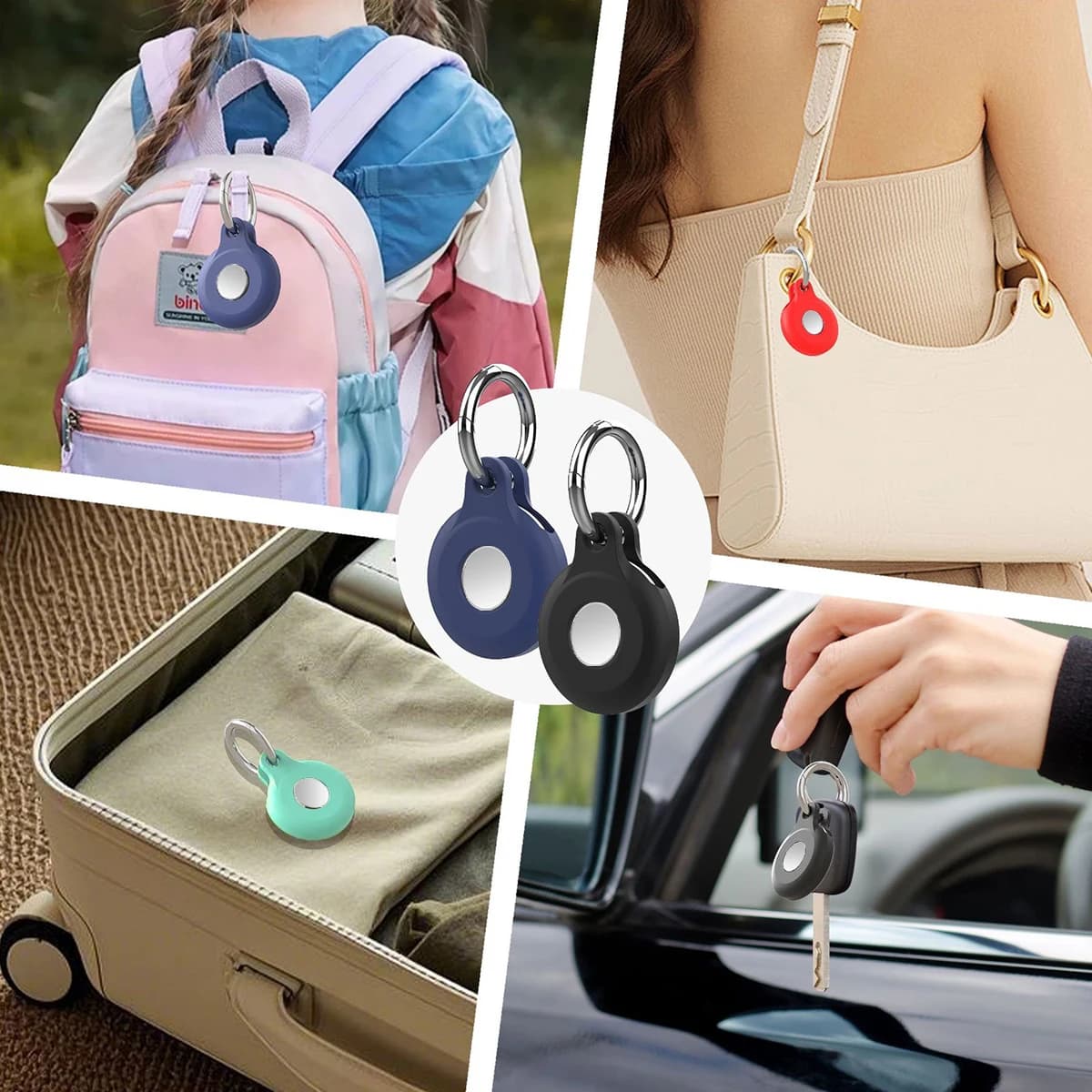 Nuovo supporto per AirTag, custodia in silicone per Apple AirTag con portachiavi, adatta per bagagli, collari per cani e gatti, zaini.