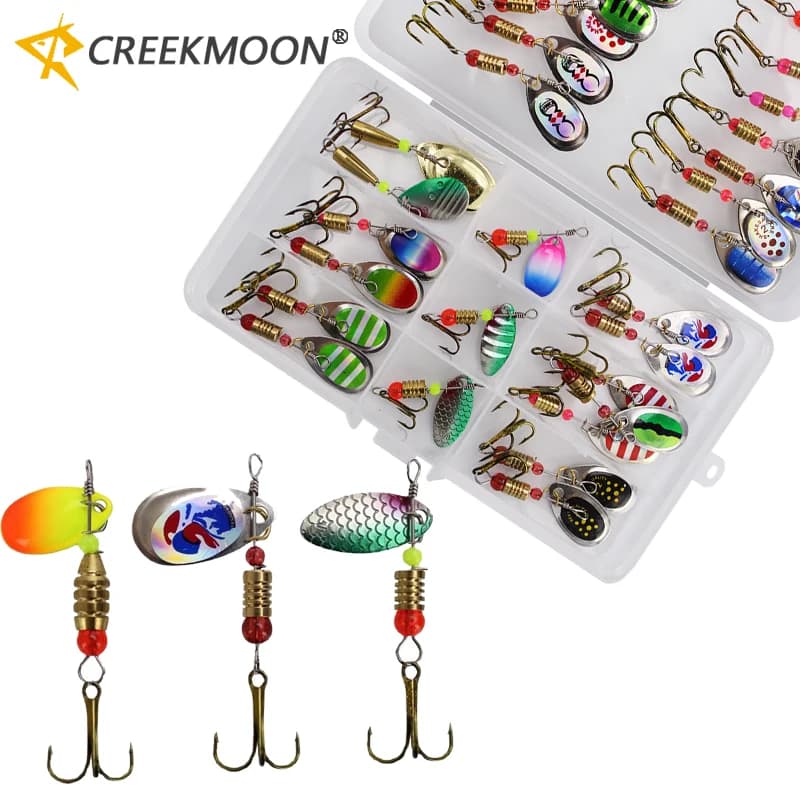 Set of 30/10 Mixed fishing baits, Spinner, Cucchiaini, Trote baits, Kit of Metallic baits, Esche con Paillettes, Ancorette, Sea fishing equipment