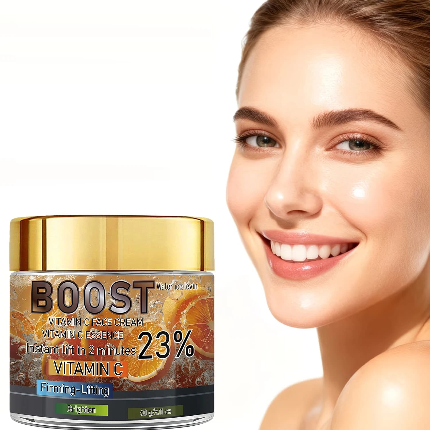 BOOST Face Cream to Vitamin C - 23% Vitamin C, Istantaneo Lifting Effect in 2 Minutes, Radiant and Illuminating with Retinol and Hyaluronic Acid