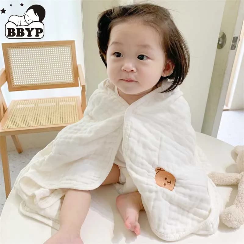 6 Layer Children's Bathrobe Children's Towel Dress Children's Dress Cotton Garza Hoodie Poncho Bear Cartoon Mantle Cloke